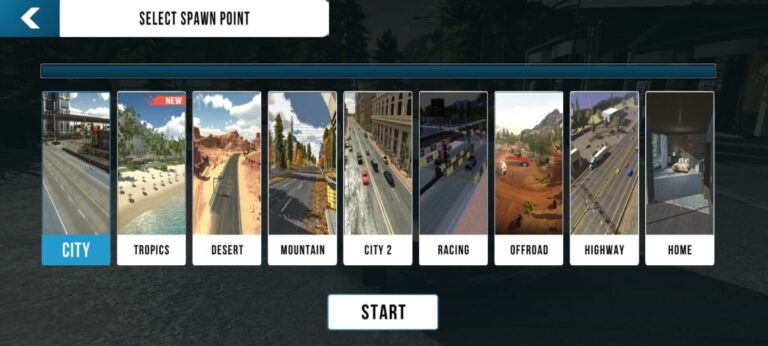 picture showing the different map options in car parking multiplayer mod apk