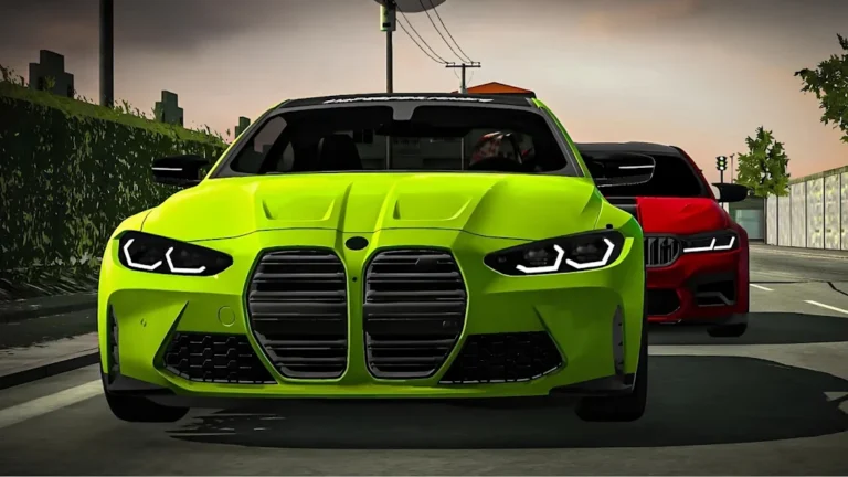 image of a green BMW car in Car Parking multiplayer mod apk